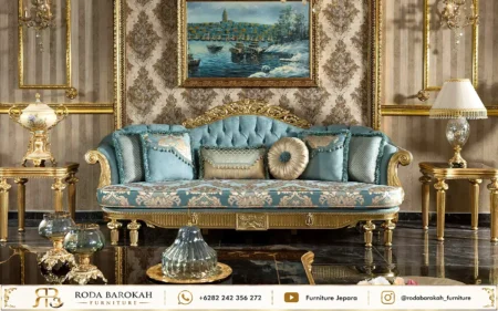 Set Sofa Tamu Ukir Sultan Imperial Ocean Gold Luxury